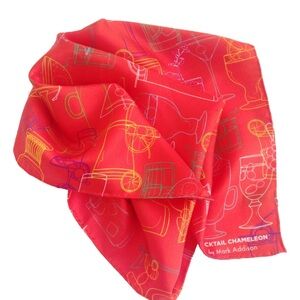Mark Addison Men's 100% Silk Cocktail Party Pocket Square Vibrant Orange Print